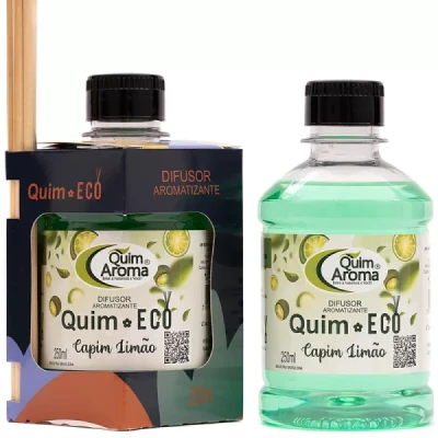 Aromatizante Ambiental Difusor com Varetas 250ml Quim Aroma Capim-Limão 1249-12