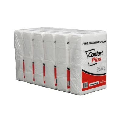 Toalha de Papel Interfolhado (100% Celulose) (20x21cm) Pacote C/1000 Branco Okpel Confort Premium