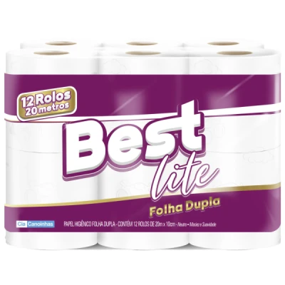 Papel Higiênico Rolinho Folha-Dupla (12 Rolos x 20m) Best Lite Canoinhas CCP-1868