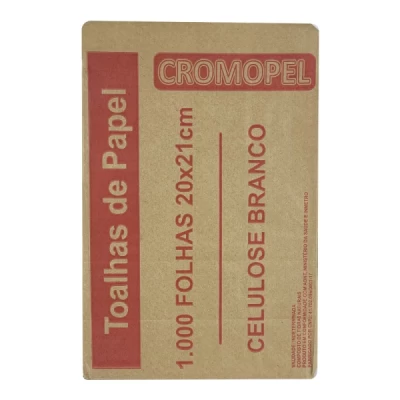 Toalha Papel Interfolhado (100% Celulose) 20x21cm 20gr Fardo C/1000 Cromopel CRC-700