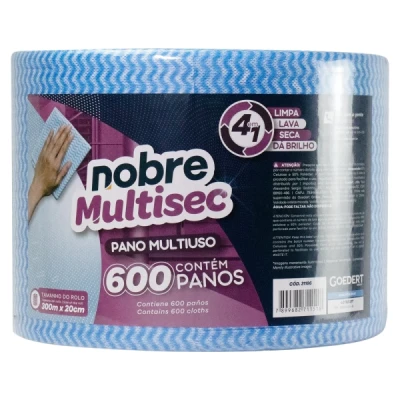 Pano Limpeza Multiuso (20cm x 40cm x 240M) Bobina Picotada C/600 Panos Nobre Azul 66864