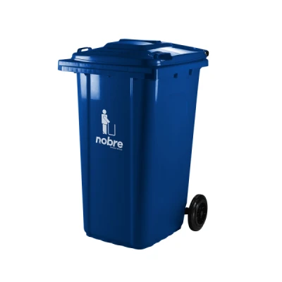 Lixeira Plástica Coletora 240 Litros C/2 Rodas Nobre (Modelo Europeu) Azul 39837