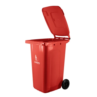 Lixeira Plástica Coletora 240 Litros C/2 Rodas Nobre (Modelo Europeu) Vermelho 55553