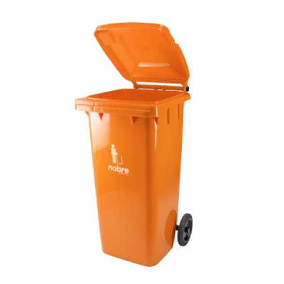 Lixeira Plástica Coletora 120 Litros C/2 Rodas Nobre (Modelo Europeu) Laranja 41372