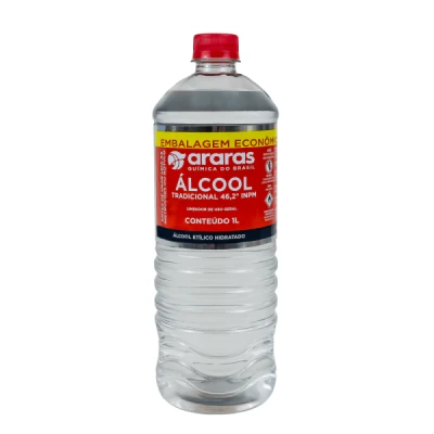 Álcool Líquido 46,0 INPM Frasco PET 1 Litro Araras Tradicional 500797