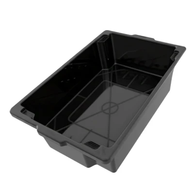 Caixa Plástica 50 Litros MS-36 (19,3cm x 43,8cm x 67cm) Virgem Preto Pescado Mercoplasa
