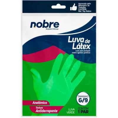 Luva Multiuso Látex Forrada Nobre Slim Verde C/1 Par Tamanho=G-9 Nobre 37974