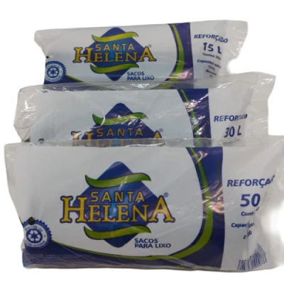 Saco Lixo Doméstico Preto  15L 39cm x 58cm Rolão C/100 Santa Helena