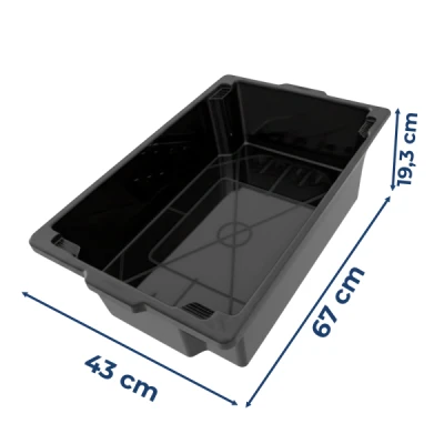 Caixa Plástica 50 Litros MS-36 (19,3cm x 43,8cm x 67cm) Virgem Preto Pescado Mercoplasa