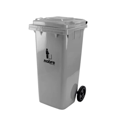 Lixeira Plástica Coletora 120 Litros C/2 Rodas Nobre (Modelo Europeu) Cinza 41371
