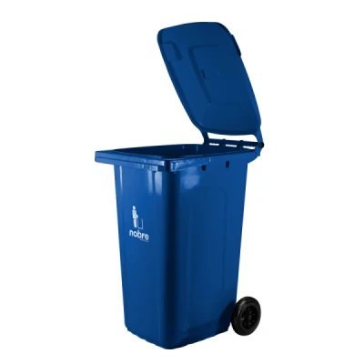 Lixeira Plástica Coletora 240 Litros C/2 Rodas Nobre (Modelo Europeu) Azul 39837