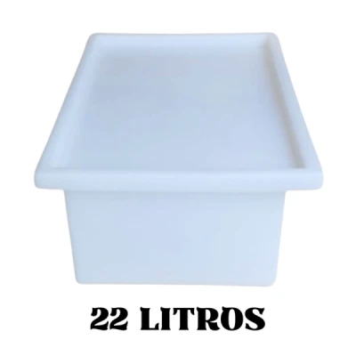 Caixa Plástica Rotomoldado 22 Litros (Comp=51cm x Larg=42cm x Alt=12cm) Branca com Tampa CBR REF - LCCX22