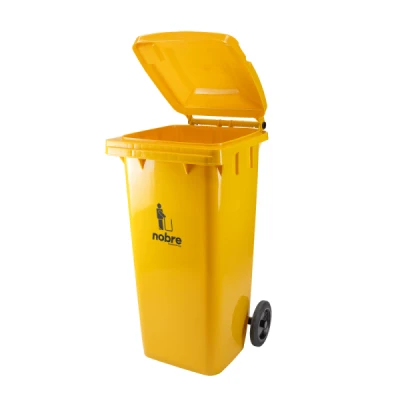 Lixeira Plástica Coletora 120 Litros C/2 Rodas Nobre (Modelo Europeu)  Amarelo 58247