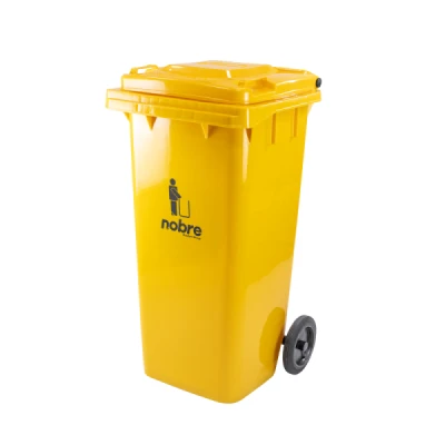 Lixeira Plástica Coletora 120 Litros C/2 Rodas Nobre (Modelo Europeu)  Amarelo 58247