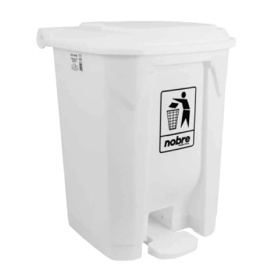 Lixeira Plástica com Pedal 30 Litros Quadrada Nobre Branco (47A x 28L x 28P) REF: 56326