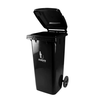 Lixeira Plástica Coletora 120 Litros C/2 Rodas Nobre (Modelo Europeu) Preto 58248