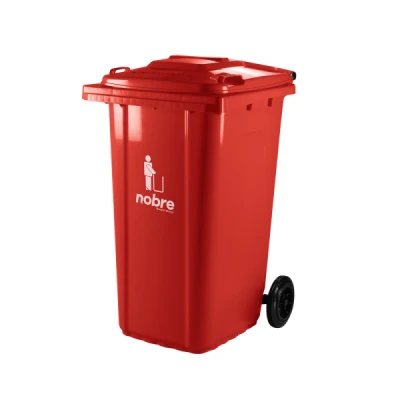 Lixeira Plástica Coletora 240 Litros C/2 Rodas Nobre (Modelo Europeu) Vermelho 55553