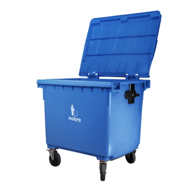 Lixeira Plástica Coletora (Conteiner de Lixo)  1100 Litros C/4 Rodas+Engate Azul Nobre 41364