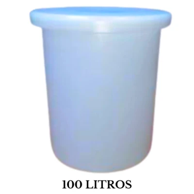 Tanque Plástico Rotomoldado Redondo com Tampa 100 Litros (Altura=70cm x Diâmetro=45cm) Branco CBR REF - LCTQ100L