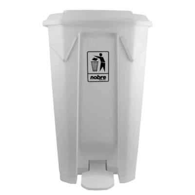 Lixeira Plástica com Pedal 100 Litros Quadrada Nobre Branca 80A x 35L x 37P) REF: 56329