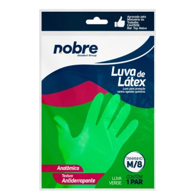 Luva Multiuso Látex Forrada Nobre Slim Verde C/1 Par Tamanho=M-8 Nobre 37973