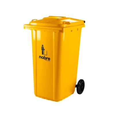 Lixeira Plástica Coletora 240 Litros C/2 Rodas Nobre (Modelo Europeu) Amarelo 55479