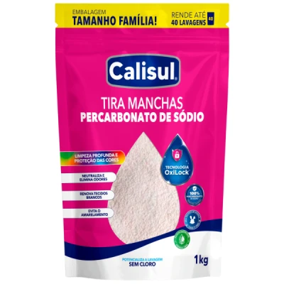 Alvejante sem Cloro em  Pó & Tira Manchas Sachet 1Kg Percarbonato de Sódio (Oxigênio-Ativo) Calisul TBS