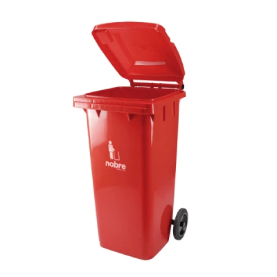 Lixeira Plástica Coletora 120 Litros C/2 Rodas Nobre (Modelo Europeu) Vermelho 59497