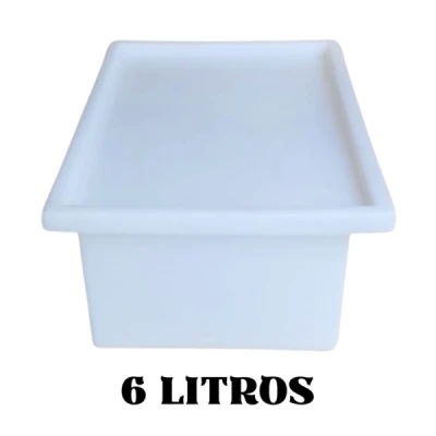 Caixa Plástica Rotomoldado  6 Litros (Comp=38cm x Larg=26cm x Alt=10cm) Branca com Tampa CBR REF - LCCX06