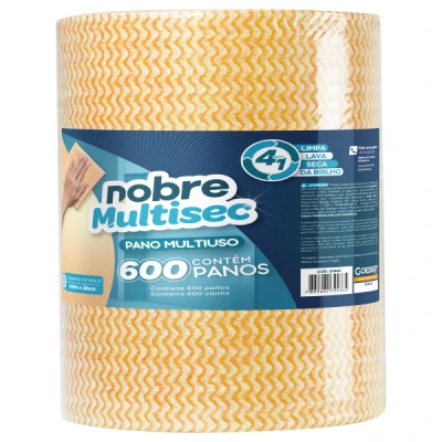 Pano Limpeza Multiuso (28cm x 40cm x 240M) Bobina Picotada C/600 Panos Nobre Laranja 33444