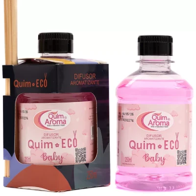 Aromatizante Ambiental Difusor com Varetas 250ml Quim Aroma Baby 1246-12