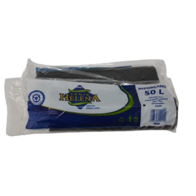 Saco Lixo Doméstico Preto    50L 63cm x 80cm Rolinho C/10 Santa Helena
