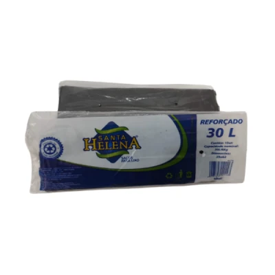 Saco Lixo Doméstico Preto    30L 59cm x 62cm Rolinho C/10 Santa Helena