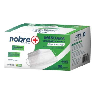 Máscara Facial Descartável TNT Tripla com Elástico Display C/50 Nobre 42018