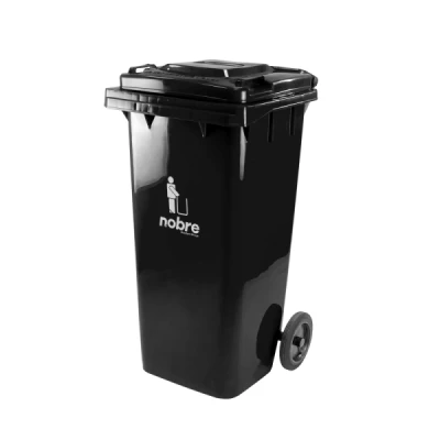 Lixeira Plástica Coletora 120 Litros C/2 Rodas Nobre (Modelo Europeu) Preto 58248