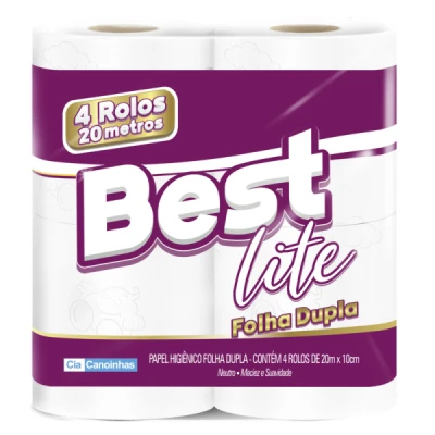 Papel Higiênico Rolinho Folha-Dupla (4 Rolos x 20m) Best Lite Canoinhas CCP-1867