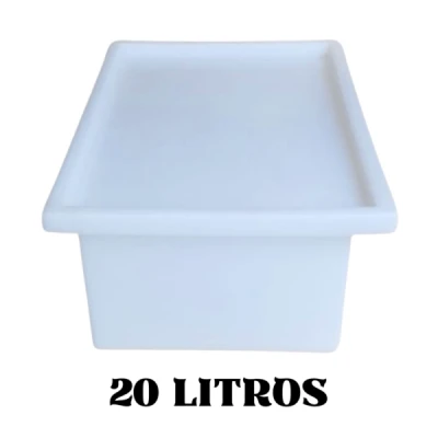 Caixa Plástica Rotomoldado 20 Litros (Comp=51cm x Larg=28cm x Alt=20cm) Branca com Tampa CBR REF - LCCX20