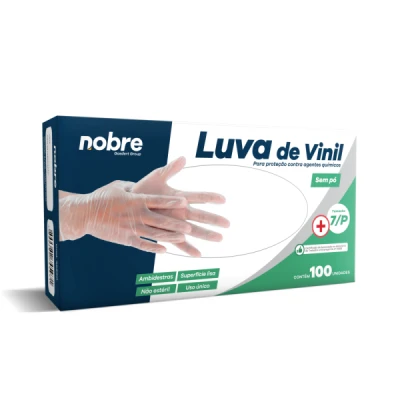 Luva Descartável Vinil sem Pó Caixa/Display C/100 P-7 (CA41265) Nobre 36890