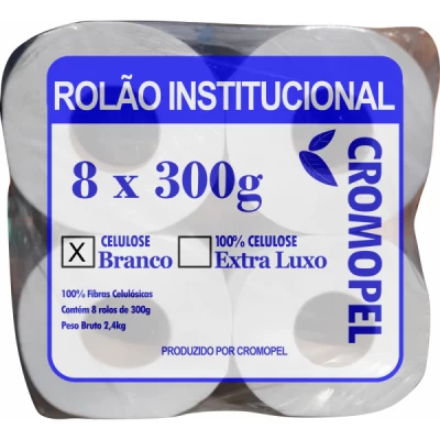 Papel Higiênico Rolão Folha Simples Branco Simples Fardo 8x300gr Cromopel CRC-305