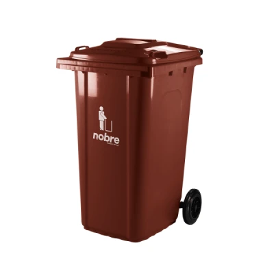 Lixeira Plástica Coletora 240 Litros C/2 Rodas Nobre (Modelo Europeu) Marrom 55552