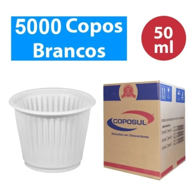 Copo Plástico 50ML PS Branco Tira C/100 Coposul CN-050 BR