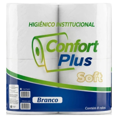 Papel Higiênico Rolão Folha-Simples Branco (100% Celulose) Fardo (8 Rolos X 300M X 10CM) Okpel Confort 0260