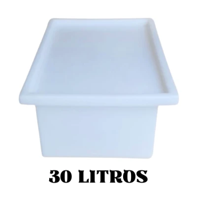 Caixa Plástica Rotomoldado 30 Litros (Comp=54cm x Larg=39cm x Alt=24cm) Branca com Tampa CBR REF - LCCX30