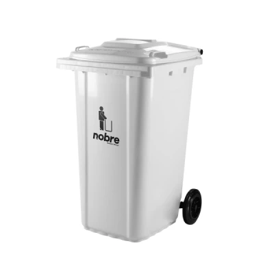Lixeira Plástica Coletora 240 Litros C/2 Rodas Nobre (Modelo Europeu) Branco 56569