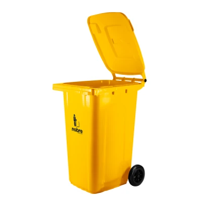 Lixeira Plástica Coletora 240 Litros C/2 Rodas Nobre (Modelo Europeu) Amarelo 55479