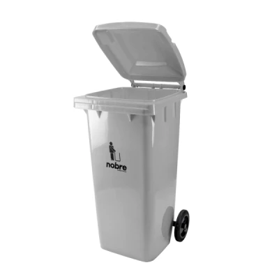 Lixeira Plástica Coletora 120 Litros C/2 Rodas Nobre (Modelo Europeu) Cinza 41371