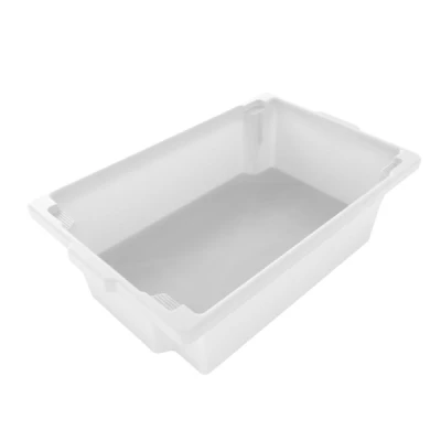 Caixa Plástica 50 Litros MS-36 (19,3cm x 43,8cm x 67cm) Virgem Branco/Virgem/Natural Pescado Mercoplasa