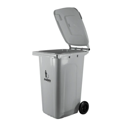 Lixeira Plástica Coletora 240 Litros C/2 Rodas Nobre (Modelo Europeu) Cinza 39838