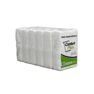 Toalha de Papel Interfolhado (100% Celulose) (20x21cm) Pacote C/1000 Branco Okpel Confort Extra-Luxo