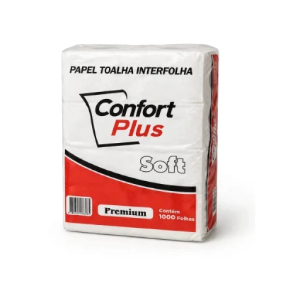 Toalha de Papel Interfolhado (100% Celulose) (20x21cm) Pacote C/1000 Branco Okpel Confort Premium